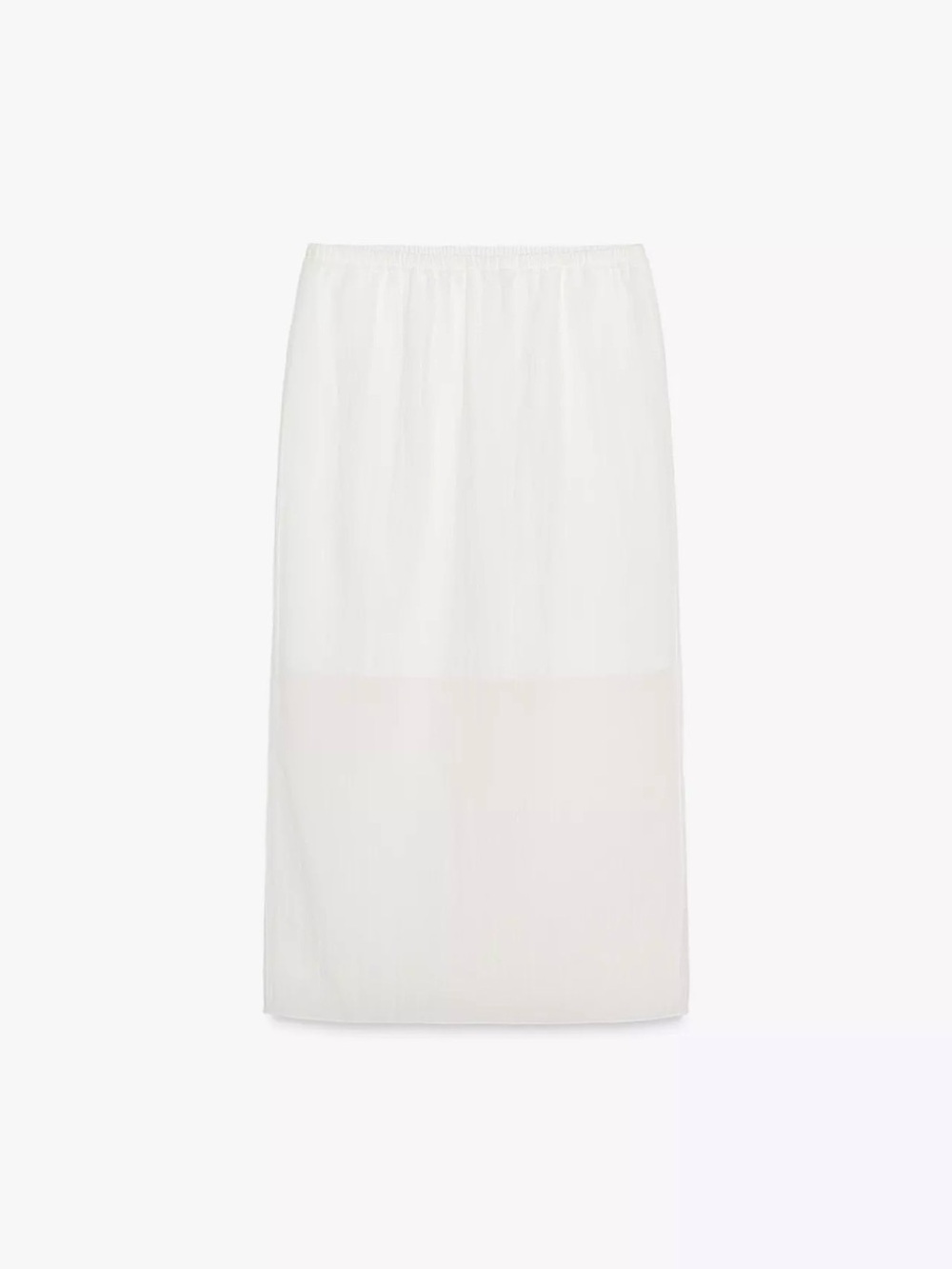 BNWT Zara White Elastic-Waist Semi-sheer Midi Skirt